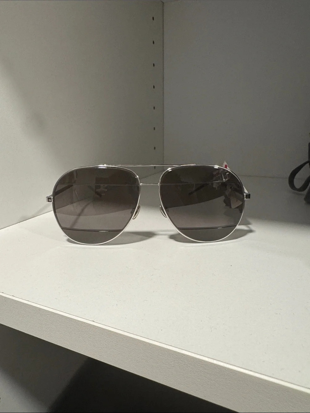 Dior Silver Frame Sunglasses with Dark Smoke Lenses